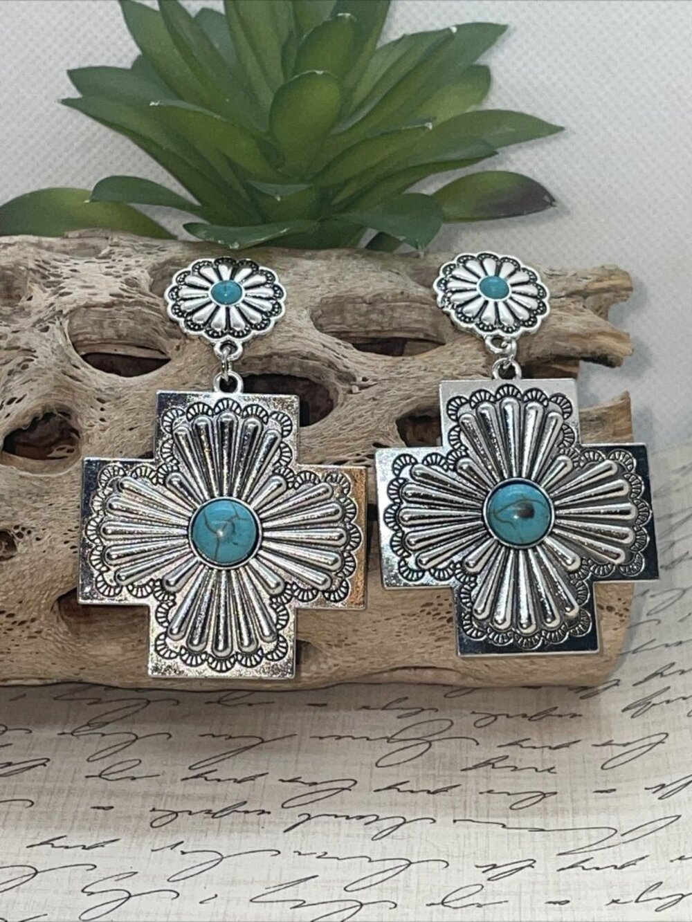 Cross Post Rodeo Cowgirl FALL TURQUOISE Earrings Western Southwest pendant fal